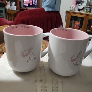 Adorable white and pink doubled sided bunny coffee mugs